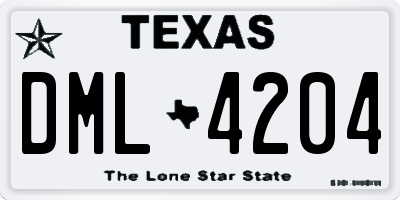 TX license plate DML4204