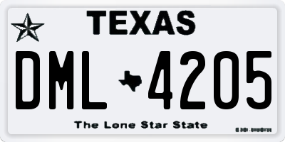 TX license plate DML4205