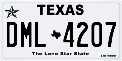 TX license plate DML4207