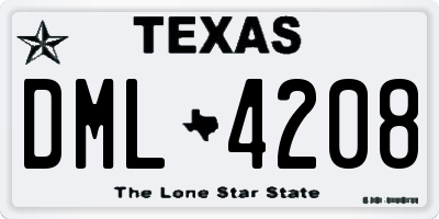 TX license plate DML4208