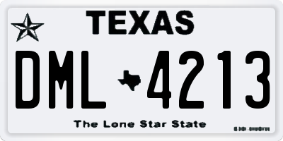 TX license plate DML4213
