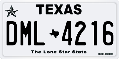 TX license plate DML4216