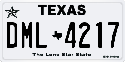 TX license plate DML4217