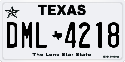 TX license plate DML4218