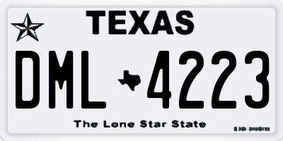 TX license plate DML4223