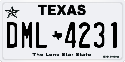 TX license plate DML4231