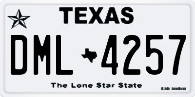 TX license plate DML4257