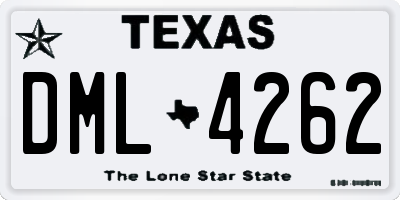 TX license plate DML4262