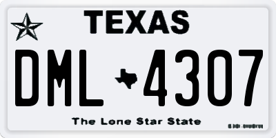 TX license plate DML4307