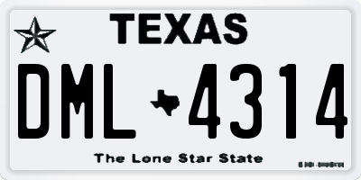 TX license plate DML4314