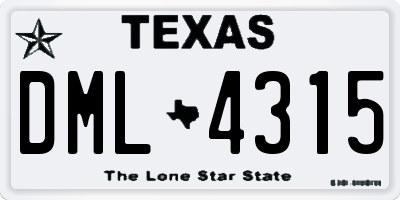 TX license plate DML4315