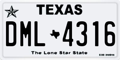 TX license plate DML4316