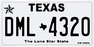 TX license plate DML4320