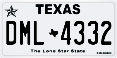 TX license plate DML4332