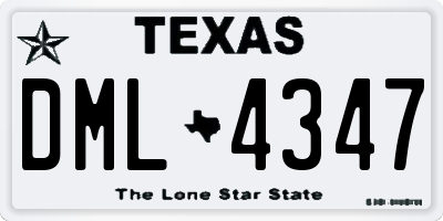 TX license plate DML4347