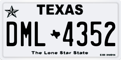 TX license plate DML4352