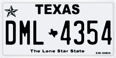 TX license plate DML4354