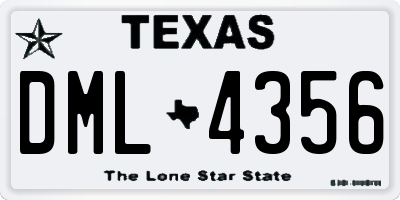 TX license plate DML4356