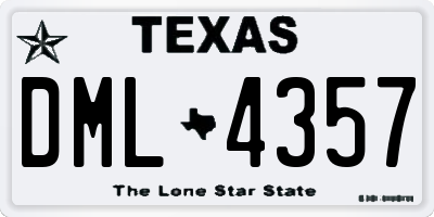 TX license plate DML4357