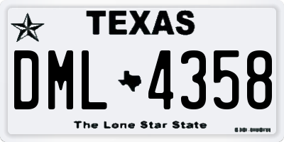 TX license plate DML4358