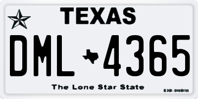 TX license plate DML4365