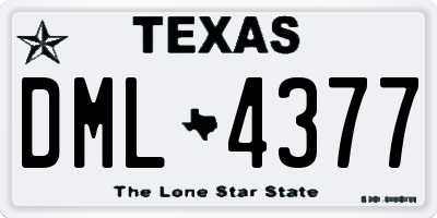 TX license plate DML4377