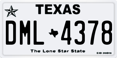 TX license plate DML4378