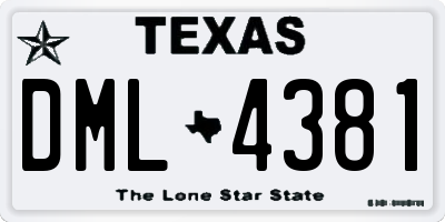 TX license plate DML4381