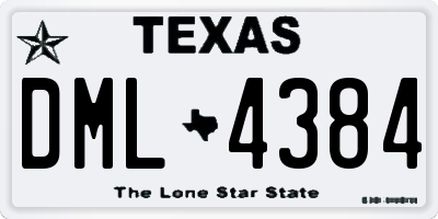 TX license plate DML4384