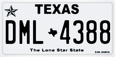 TX license plate DML4388