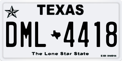 TX license plate DML4418