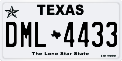 TX license plate DML4433