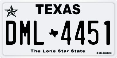 TX license plate DML4451