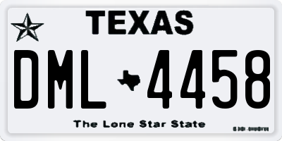 TX license plate DML4458