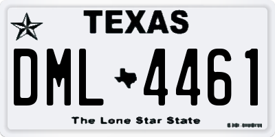 TX license plate DML4461