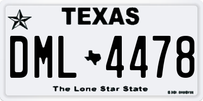 TX license plate DML4478
