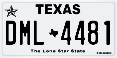 TX license plate DML4481