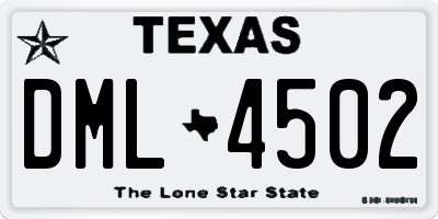 TX license plate DML4502