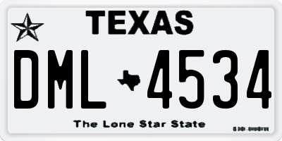 TX license plate DML4534