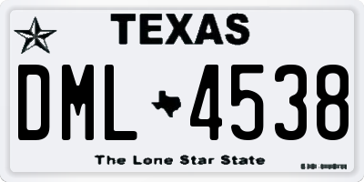 TX license plate DML4538