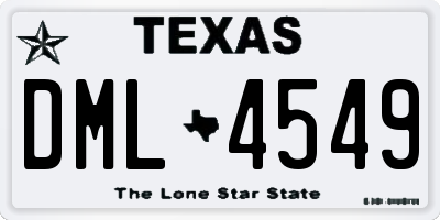 TX license plate DML4549