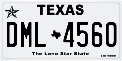 TX license plate DML4560