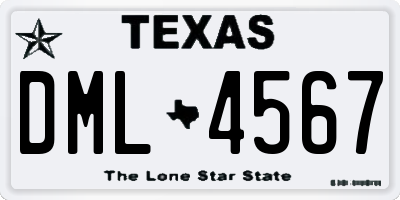 TX license plate DML4567