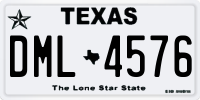 TX license plate DML4576