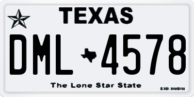 TX license plate DML4578