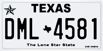 TX license plate DML4581