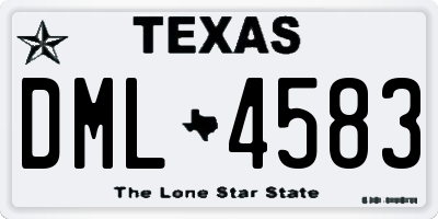 TX license plate DML4583