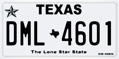 TX license plate DML4601