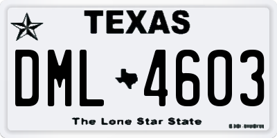 TX license plate DML4603