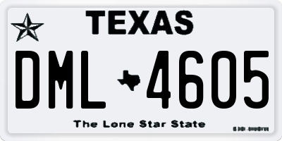 TX license plate DML4605